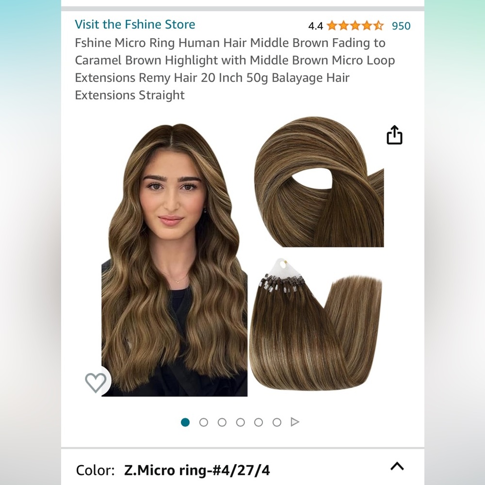 Micro Ring 20 inch Human Hair extensions Brown with Caramel Brown Highlights